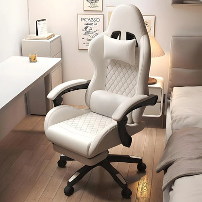 Hestora PU-Leder-Gaming-Stuhl für große und kräftige Personen, ergonomischer Computerstuhl mit hoher Rückenlehne, Fußstütze, Massagefunktion und Lordosenstütze für Erwachsene