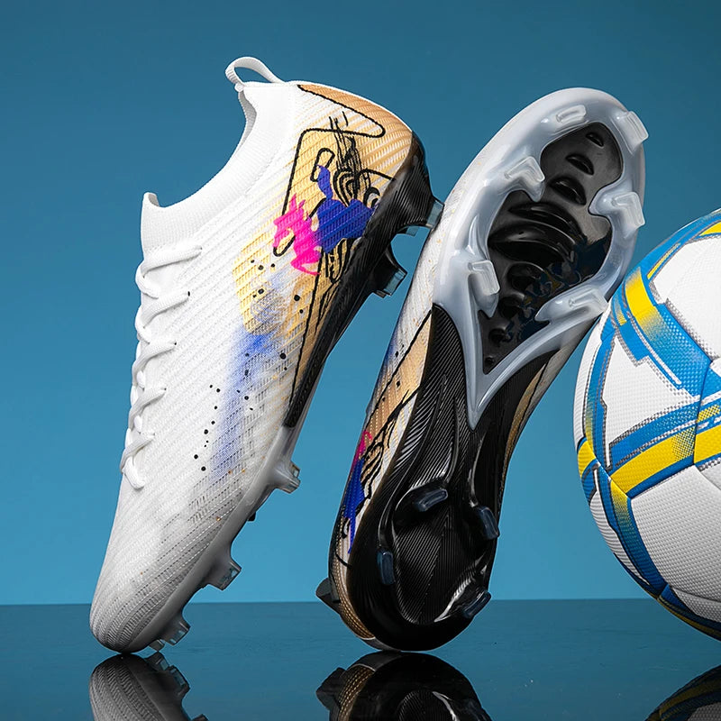 New Men's Football Boots Soccer Cleats FG Non-Slip Training Shoes Soccer Shoes Long Spikes Match Ultralight Outdoor Drop Shipping