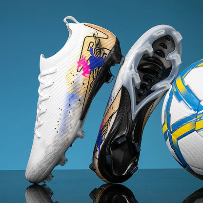 New Men's Football Boots Soccer Cleats FG Non-Slip Training Shoes Soccer Shoes Long Spikes Match Ultralight Outdoor Drop Shipping