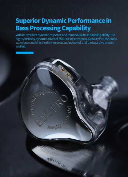 KZ EDC Pro Wired In-Ear Earphones with Large Dynamic Drivers, HiFi Monitor Bass Earphones, Detachable Cable, Noise Isolating Wired Headphones with Microphone
