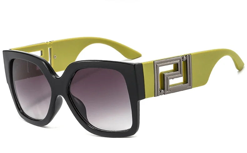 Light Luxury Square Large Frame Sunglasses With Hollow Temples, Personalized Catwalk Sunglasses, Women's Casual Sunglasses UV400