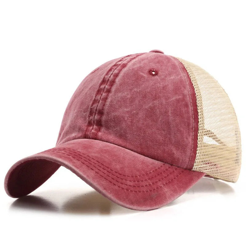 Custom Logo Blank Baseball Cap For Men Summer Breathable Mesh Hat Women Vintage Washed Distressed Trucker Sun Hats