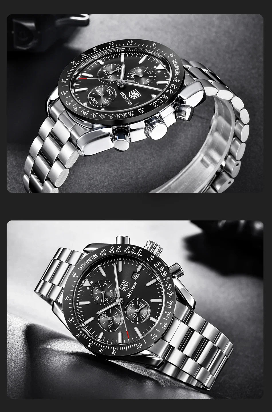 Men Watch BENYAR Top Brand Luxury Full Steel Business Quartz Watch Men Casual Waterproof Sports Watches Clock Relogio Masculino