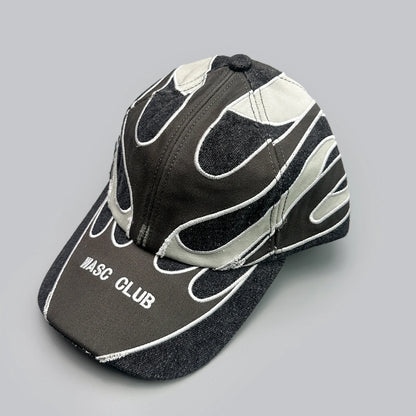 Niche Hip Hop Letter Flame Flag Baseball Hats New Unisex Sunshade Personal Versatile Color Block Fashion Retro ins Peaked Caps