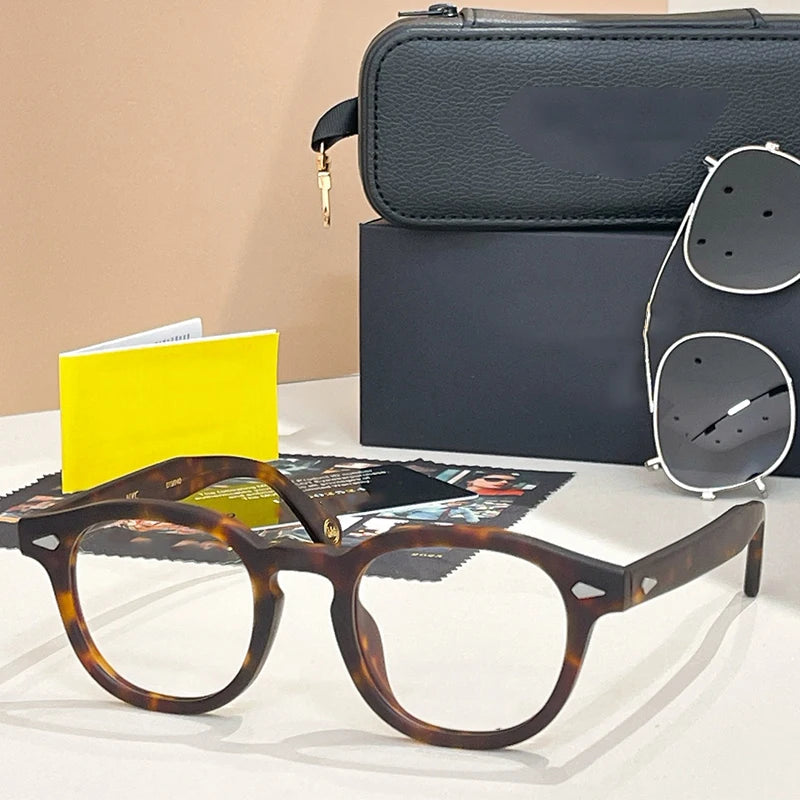 Acetate Round Classical Sunglasses for Men and Women High Quality Brand Designer UV400 Outdoor Luxury Retro Eyeglasses