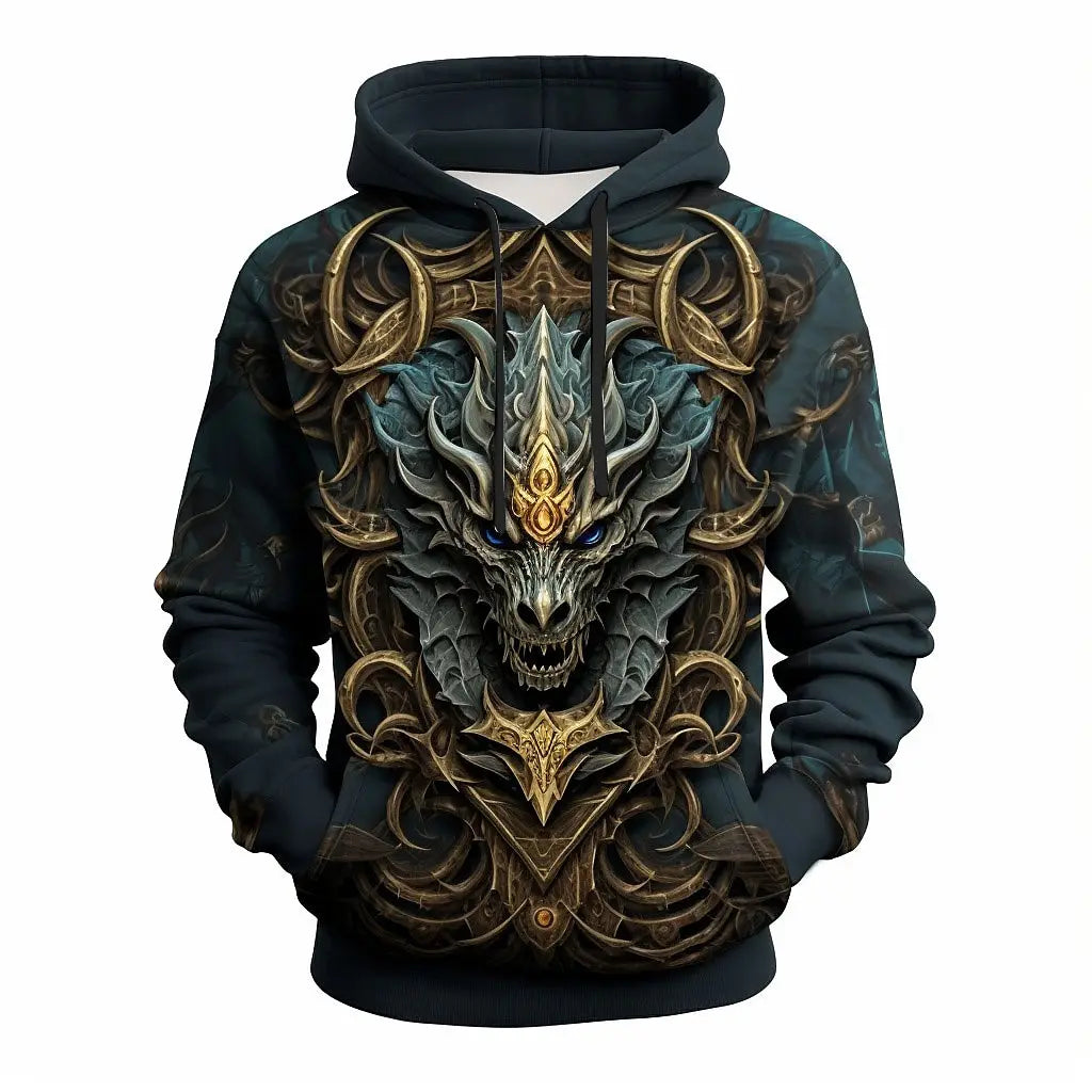 2026 Men's Tattoo Dragon 3D Hoodies Sweatshirt Fashion Cool Daily Long Sleeve Tracksuit Outdoor Street Personality Pullover Coat