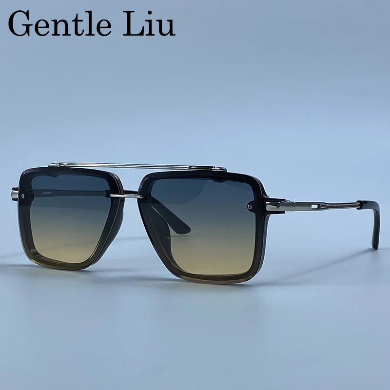 Steampunk Square Double Bridge Sunglasses Men Big 2026 Luxury Brand Designer Retro Punk Driving Sun Glasses Metal Frame Eyewear