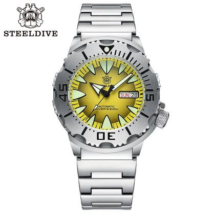 STEELDIVE SD1984 Monster Steel Strap Mechanical Watch NH36 Movt Sapphire Crystal 200M Waterproof Swiss Super Luminous Wristwatch