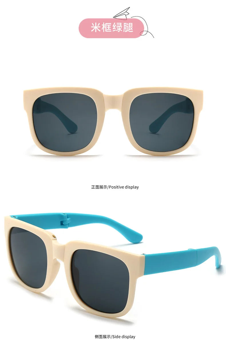 Fashion Kids Folding Sunglassess New Ultralight Candy Color Children Sun Glasses Portable Square Frame Eyewear for Girls Boy