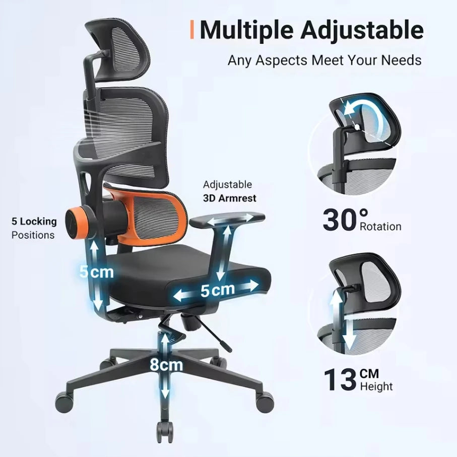 NEWTRAL NT001 Ergonomic Office Chair with Auto-Following Lumbar Support, 3 Recline Angle, Adjustable Backrest Armrest Headrest
