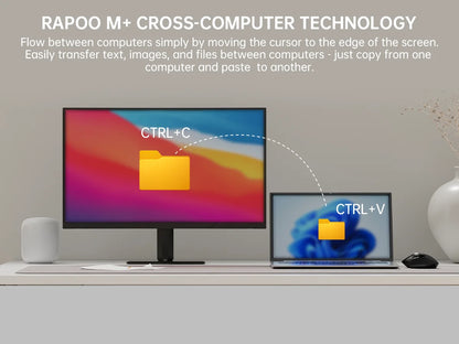 Rapoo MT760L/MT760M kelių režimų įkraunama belaidė ergonomiška pelė, 4000 DPI, palaiko iki 4 įrenginių, Bluetooth pelė