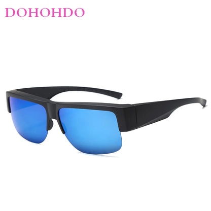 Men For Polarized Sunglasses Myopia Wear Over Prescription Glasses Photochromic Black Lens Half Frame Glasses Vintage Eyewear