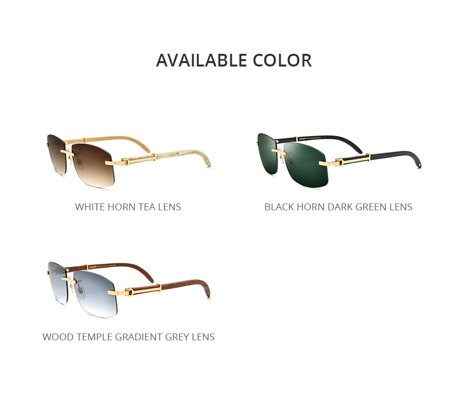 HEPIDEM Buffalo Horn Glasses Men Famous Brand Design Rimless Sunglasses Women Luxury Eyewear Horn-Rim Frameless Buffs Eyeglasses