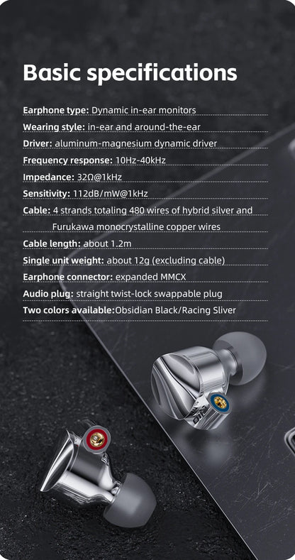 FiiO FD15 Hi-Res Dynamic Driver In-Ear Earphones, 13.8mm DLC Wired HiFi Earbuds with Magnalium Driver, MMCX Detachable Cable, Audiophile In-Ear Monitors