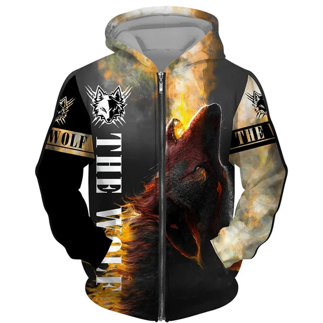 Cool 3D Wolf Printed Zipper Hoodies Fashion Men/Women Streetwear Hooded Jacket Coat Unisex Casual Hip Hop Pullover Sweatshirts