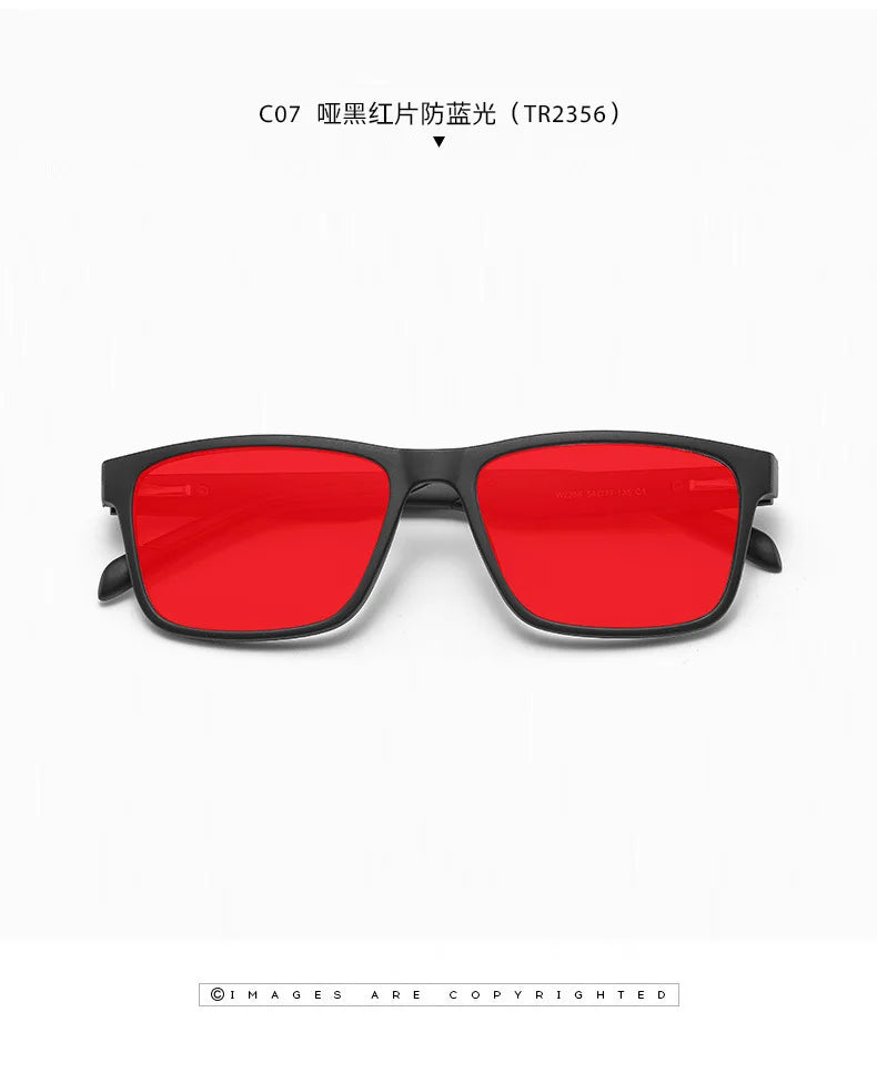 Men Sleep Blue Light Blocking Glasses Women Anti Radiation Computer Eyewear UV500 PC Red Lenses TR90 Square Eyeglasses Frames