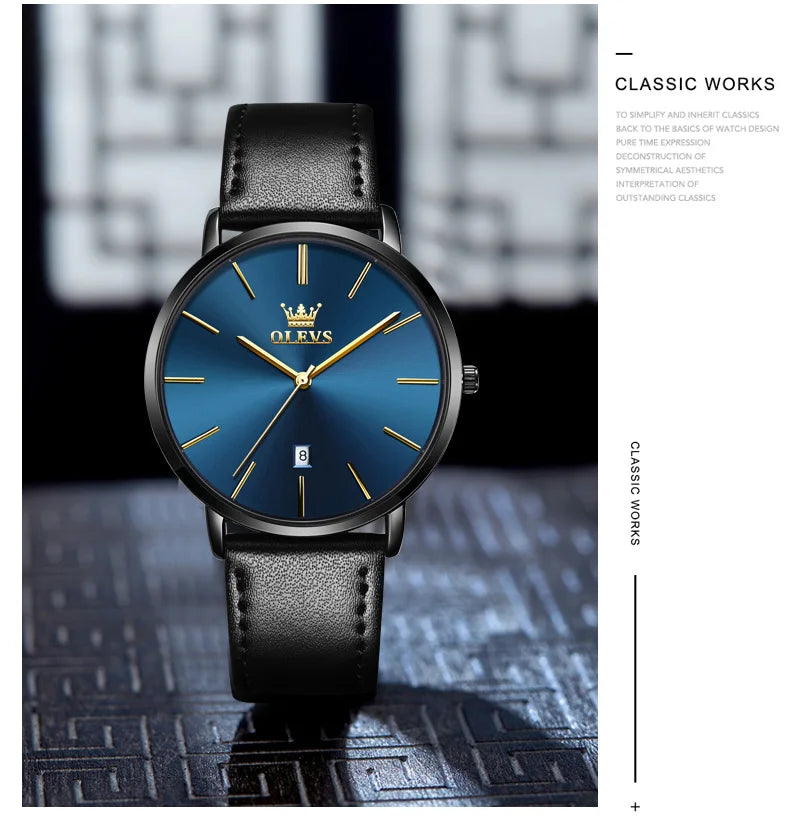 OLEVS 5869 Men's Watch Japan Quartz Movement Thin Case Fashion Waterproof Watch For Men Calendar Simple Original Male Wristwatch