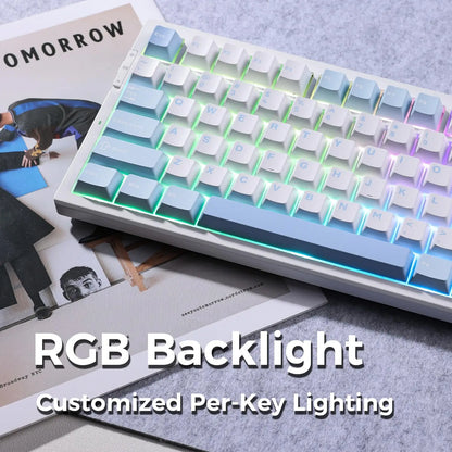 Teclado mecánico inalámbrico MCHOSE G75 Pro, diseño 75%, montaje gasket, 5 capas de amortiguación, retroiluminación RGB, triple modo y hot-swappable