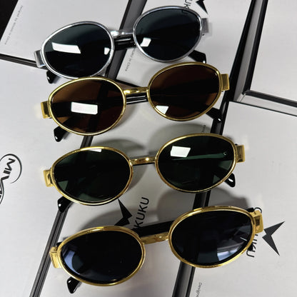 New Small Oval Women Sunglasses Trendy Luxury Design Metal Frame Shades UV400 Eyewear for Female Classic Vintage Sun Glasses