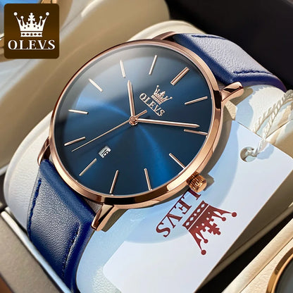 OLEVS 5869 Men's Watch Japan Quartz Movement Thin Case Fashion Waterproof Watch For Men Calendar Simple Original Male Wristwatch