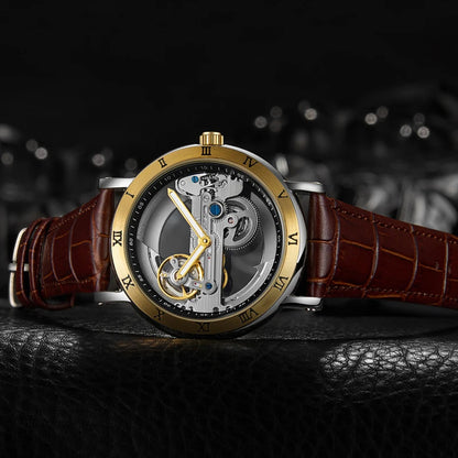 Watch Men Automatic Watch Luxury Watch Man Mechanical Wristwatch Skeleton Design Waterproof Leather Strap Male Watch Reloj Hombr