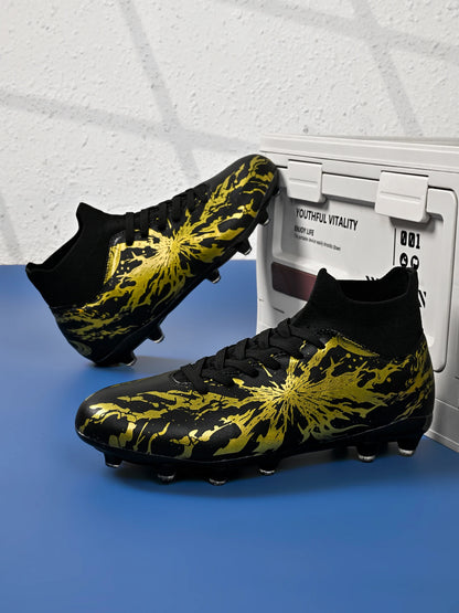 Chaussures de football AG FG pour hommes, tige en PU souple, structure de crampons renforcée, pour adultes, pour les matchs et entraînements de football en plein air sur pelouse.