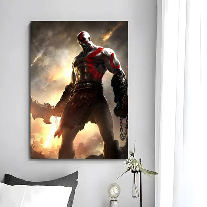 Game G-God of War Poster  Self-adhesive Art Waterproof Paper Sticker Coffee House Bar Room Wall Decor