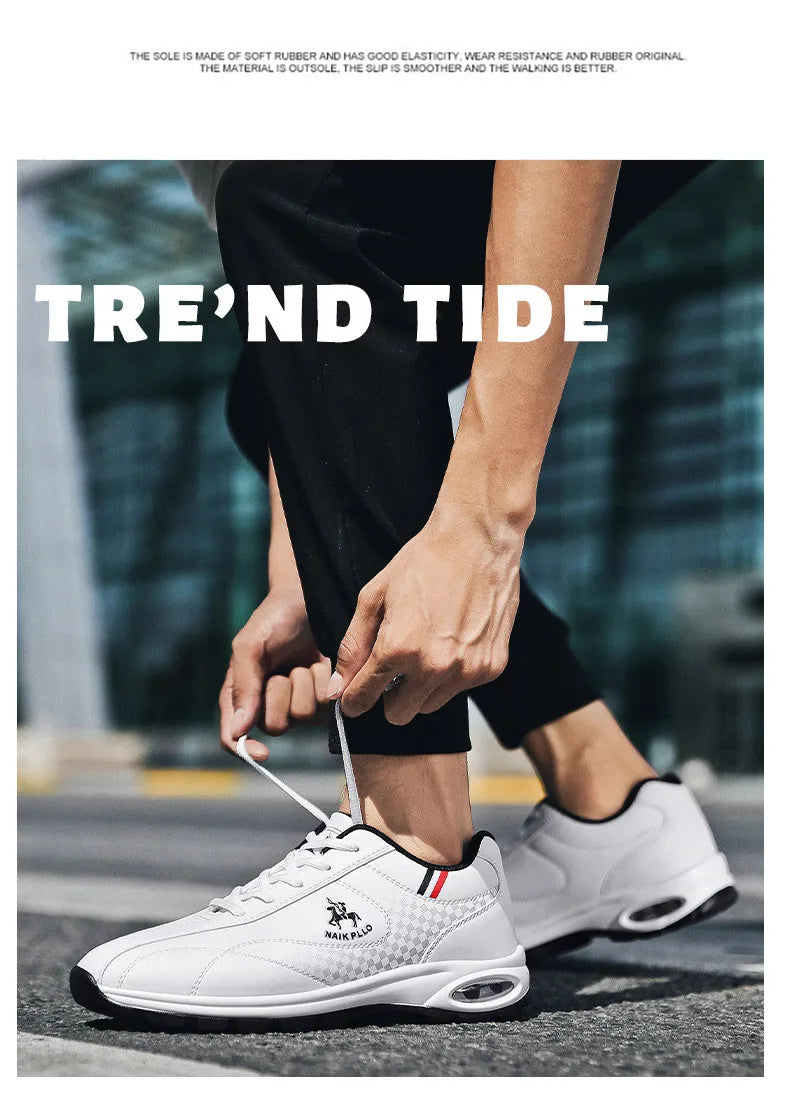 2026 New Men's Running Shoes Sporty Casual Travel Trendy Air-Cushioned White Sneakers Lightweight Shock-Absorbing Youth Footwear