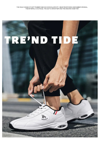 2026 New Men's Running Shoes Sporty Casual Travel Trendy Air-Cushioned White Sneakers Lightweight Shock-Absorbing Youth Footwear