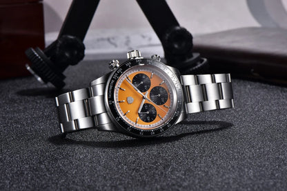 Ceasuri pentru bărbați Rolls Timi Panda – Cronograf cu cuarț, model de lux, sticlă de safir cu tratament antireflex, rezistent la apă, stil sportiv