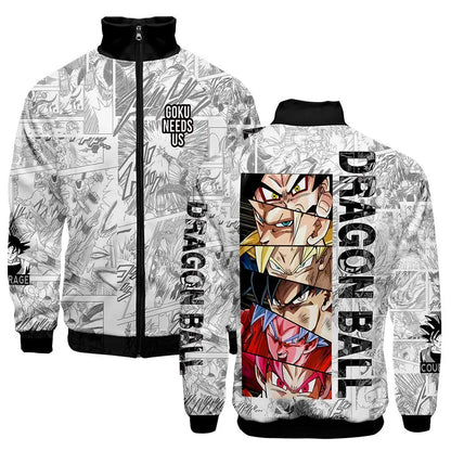 Anime Goku Dragon Ball Jacket Men Women Harajuku Hip Hop Japanese Zip Up Hoodies Goku Clothes Stand Collar Sweatshirt