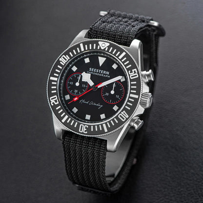 SEESTERN Chronograph Man's Watch Mechanical Tianjin ST1901 Movement Sapphire Wristwatches Nylon Sticker Strap Luminous Skeleton