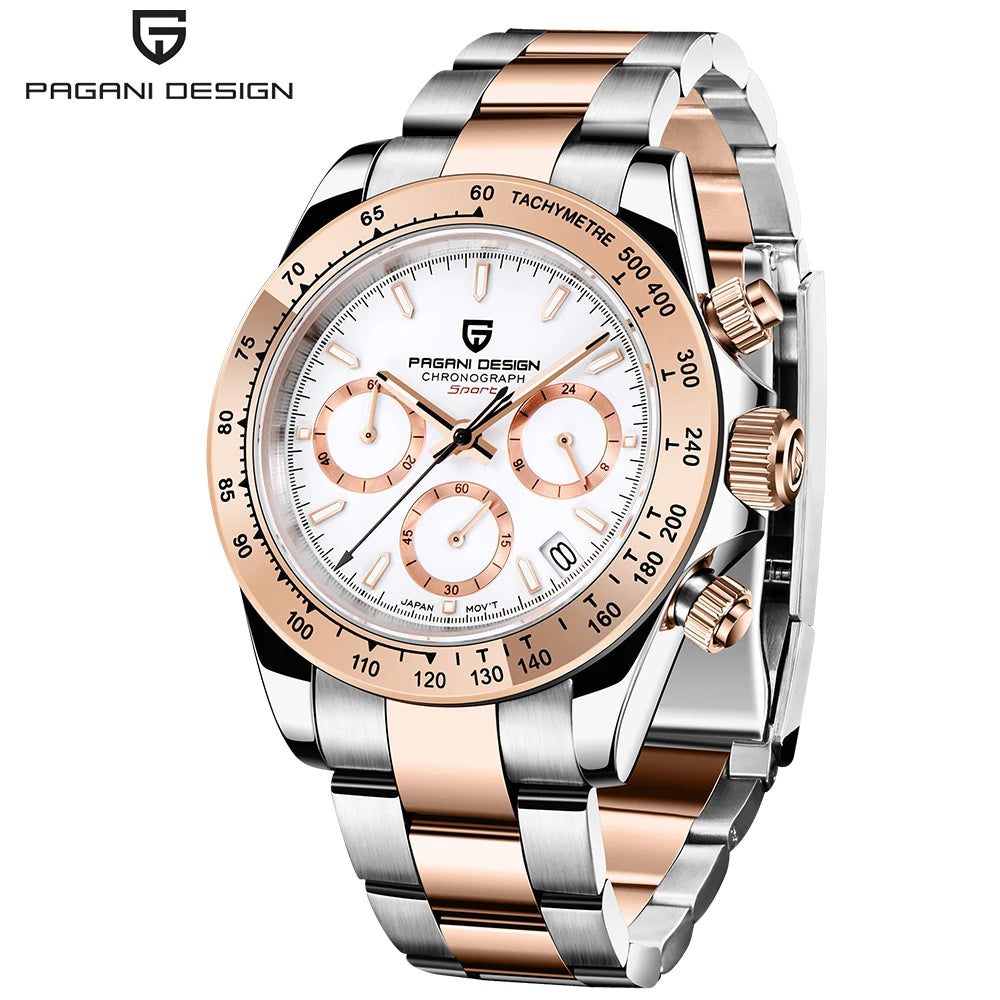 Chronographenuhr für Herren von PAGANI DESIGN – Luxuriöse Quarz-Armbanduhr, leuchtend und wasserdicht.