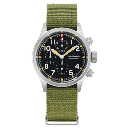 Militado VK61 VK67 Quartz Chronograph Watch 39mm 316L Stainless Steel Case 3 Dial Waterproof 100M  Multifunction Military Watch