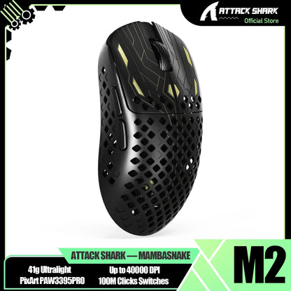 MAMBASNAKE M2 Εξαιρετικά ελαφρύ ασύρματο gaming ποντίκι, αισθητήρας PAW3395PRO 40000 DPI, 41g ανθρακονήματα, τριπλή λειτουργία