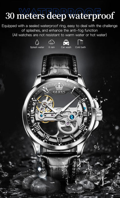 OLEVS 6661 Men Top Brand Watch Luxury All Transparent Hollow Men Mechanical Watch Original Fashion Waterproof Classic Men Watch
