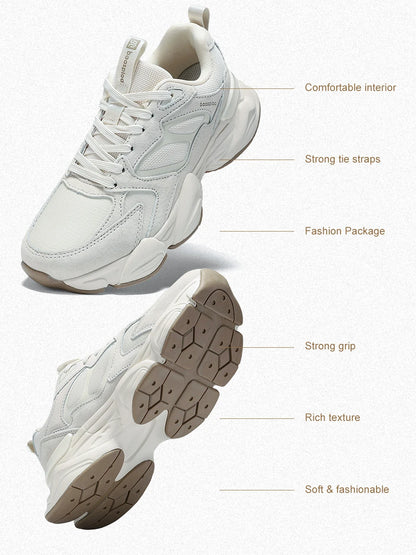Baasploa Women Walking Shoes Lightweight Mesh Breathable Sport Shoes Comfort Soft Female Leather Height Increase Casual Sneakers