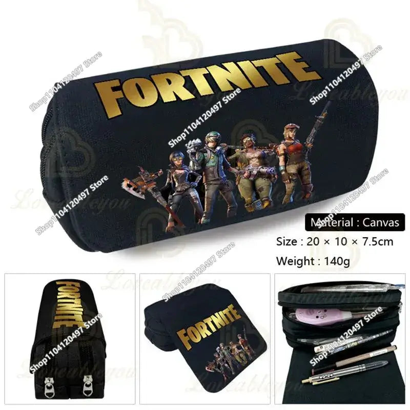 Аниме несесер за моливи Fortnites, кавай, с голям капацитет, водоустойчив ръчен несесер за косплей, офис канцеларски подарък играчка