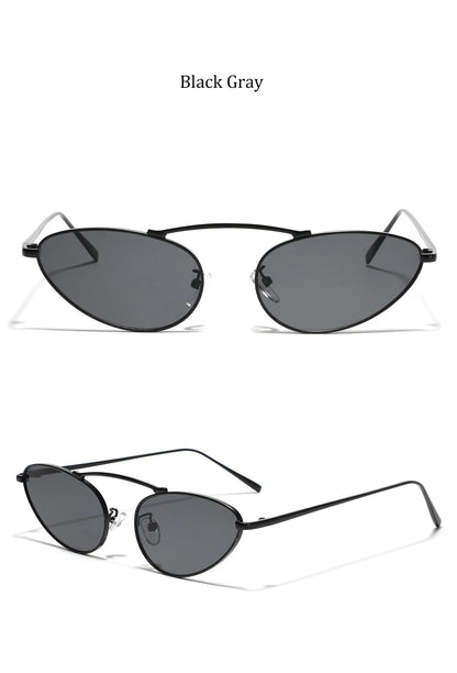 Luxury Brand Cat Eye Sunglasses Women 2025 Fashion Unique Small Oval Sun Glasses Trendy Metal Frame Cool Triangle Eyewear UV400