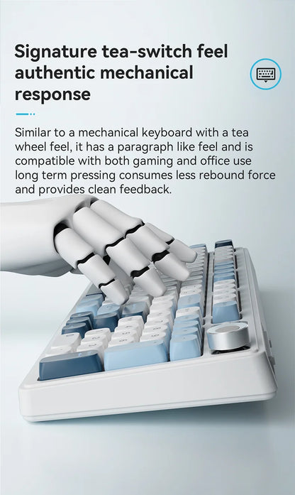 AJAZZ AF98 kabelgebundene/kabellose Tastatur mit mechanischem Tippgefühl, für das Büro, lange Akkulaufzeit, drei Modi, RGB-Mischbeleuchtung, ABS-Tastenkappen, ergonomisch