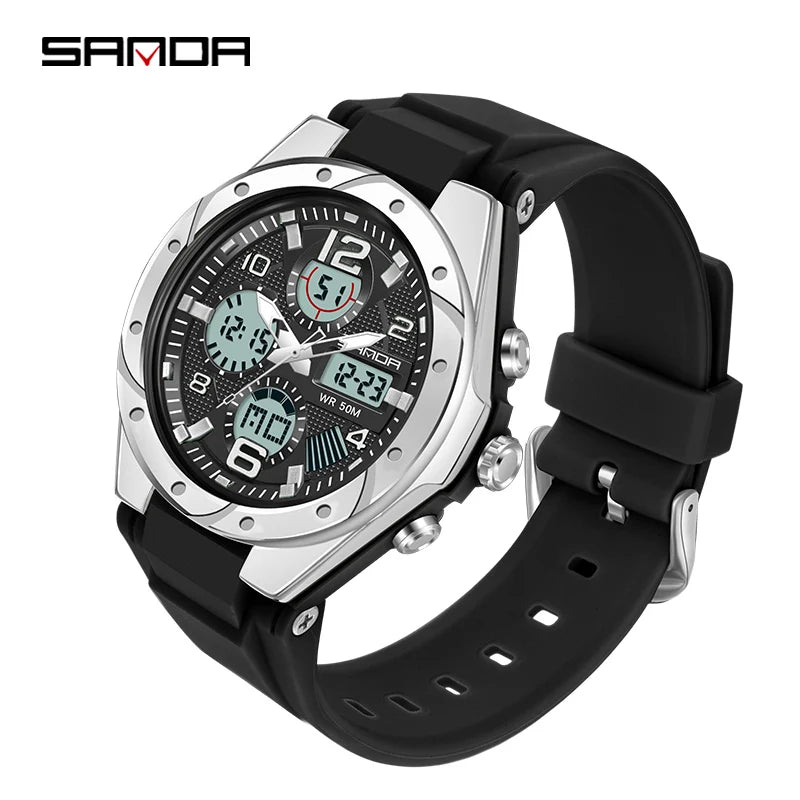 SANDA Top Brand New Lady Luxury Ms LED Digital Sport Watch Leisure Fashion Quartz Watch Women Girl Military 50M Waterproof Watch