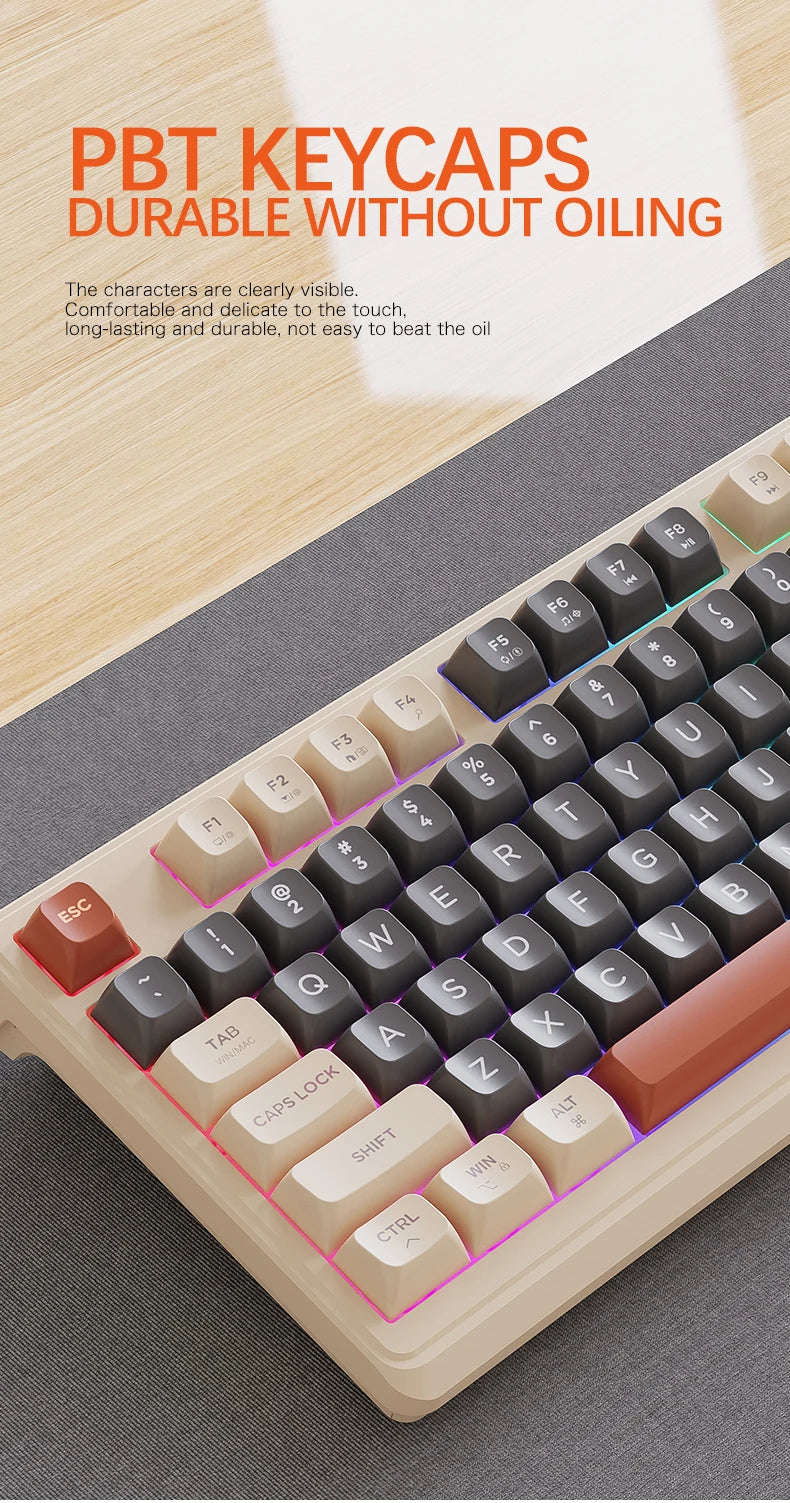 M96 Bluetooth Wireless Keyboard FREEWOLF Digital Display,RGB Backlight,2000mAh Battery & PBT Keycaps for PC/Laptop