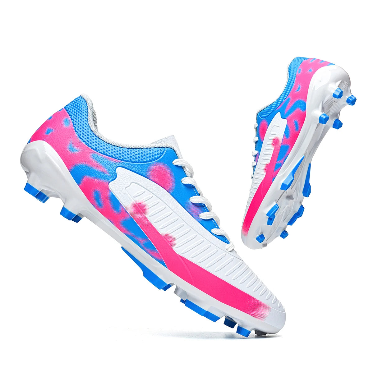 Chaussures de football AG FG pour hommes, tige en PU souple, structure de crampons renforcée, pour adultes, pour les matchs et entraînements de football en plein air sur pelouse.