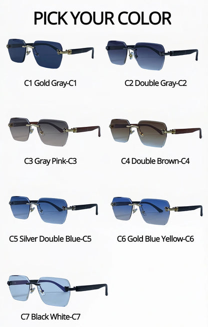 Square Rimless Photochromic Sunglasses Men Vintage Sun Glasses 2026 Luxury Designer Shades Male Cut Lenses Frameless Eyewear