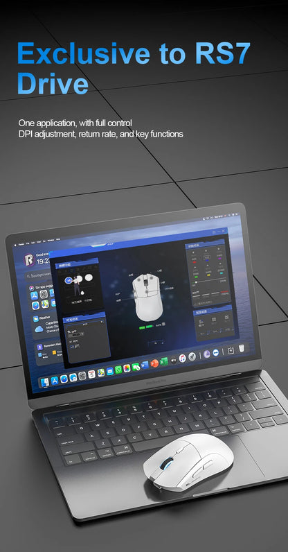 SMAILWOLF RS7 Bluetooth trådløs gamingmus, tre tilstande, PAW3311, makroprogrammerbar mus til laptop, gaming og kontor