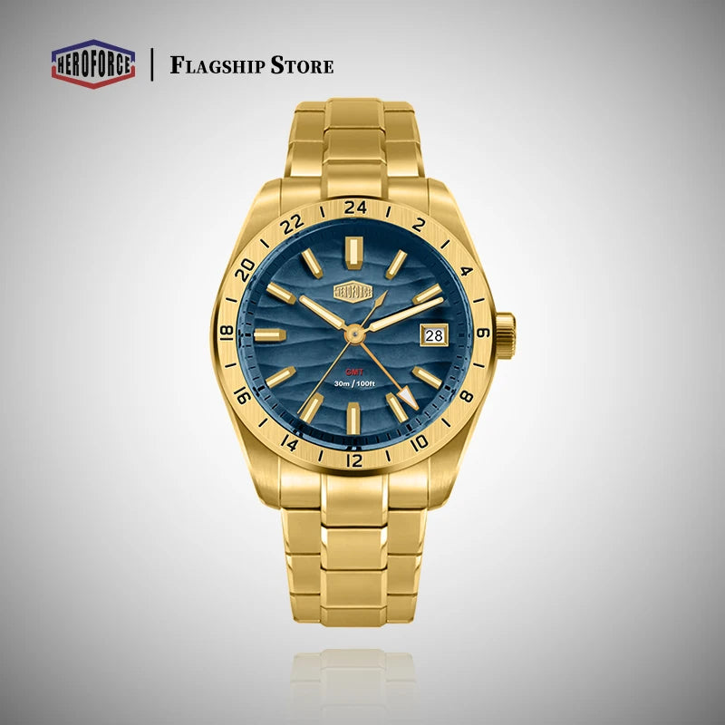 HEROFORCE Men's Well-known Brand Watch; Men's Fashion Waterproof Luminous Stainless Steel Band Casual Calendar Quartz Men Watch