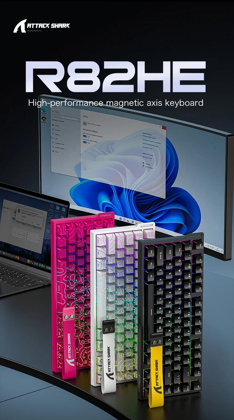 ATTACK SHARK R82 HE kabelgebundene magnetische 75%-Gaming-Tastatur mit RGB, 8000Hz, Rapid Trigger und 0.005mm Auslösung