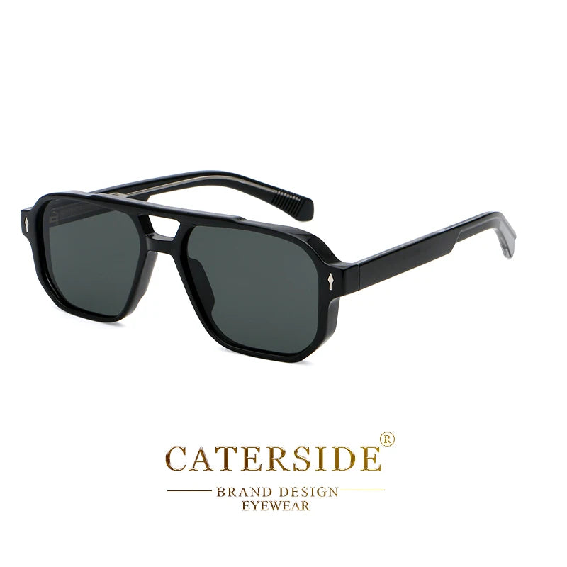 CATERSIDE Vintage Punk Sunglasses Men Flat Top Double Bridges High Quality Sun Glasses Women Travel Party Festival Eyeglasses