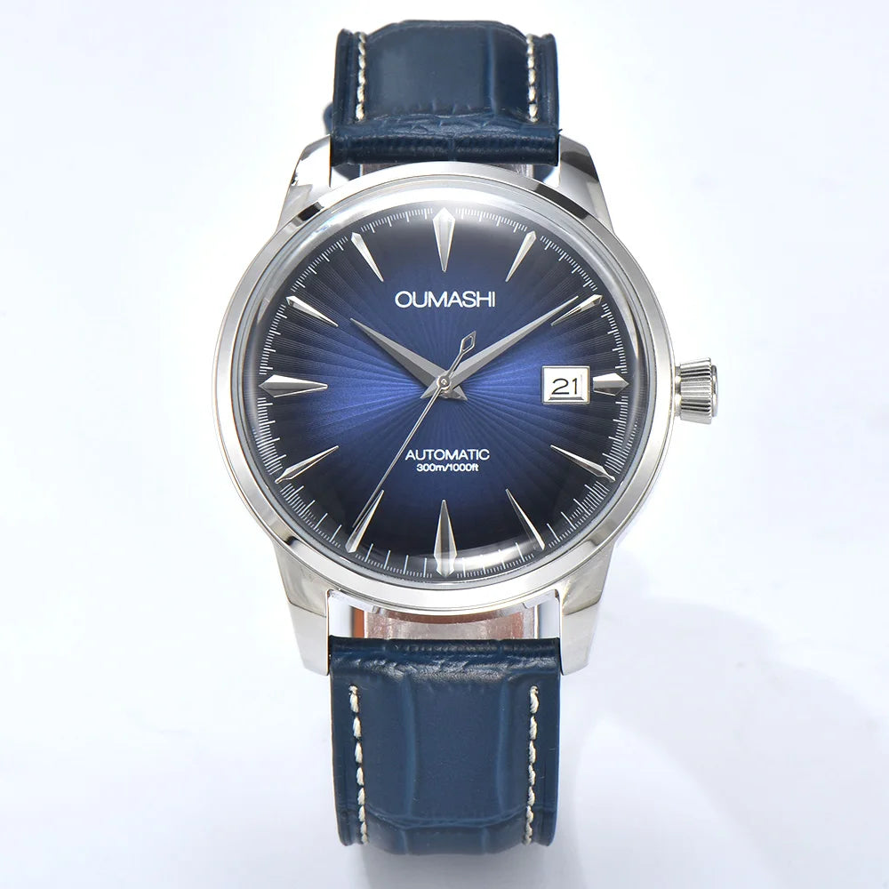 40mm NH35 Watch Cocktail Automatic Mechanical Watch High Quality Stainless Steel Double Dome Waterproof Case Leather Band Watch