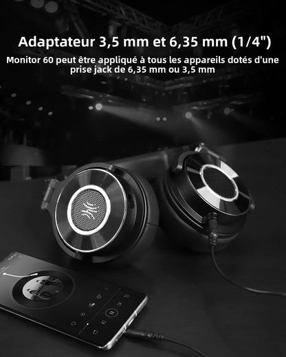 OneOdio Monitor 60 Wired HiFi Headphones Professional Studio DJ Headphones with 50mm Driver, Stereo Over Ear Headset, Detachable Cable & Microphone